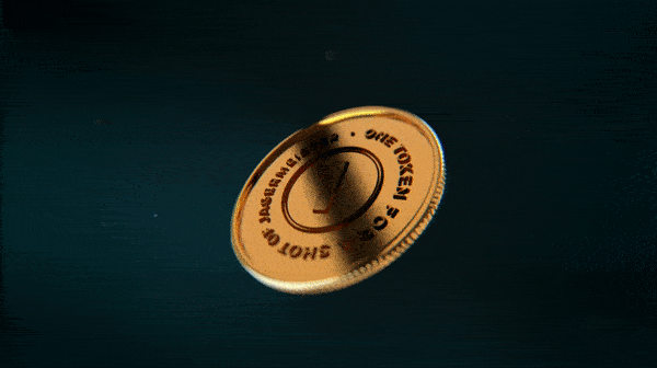 Animated gold token design reading One token for a shot of Jagermeister