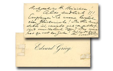 Handwritten calling card and a printed calling card in calligraphy